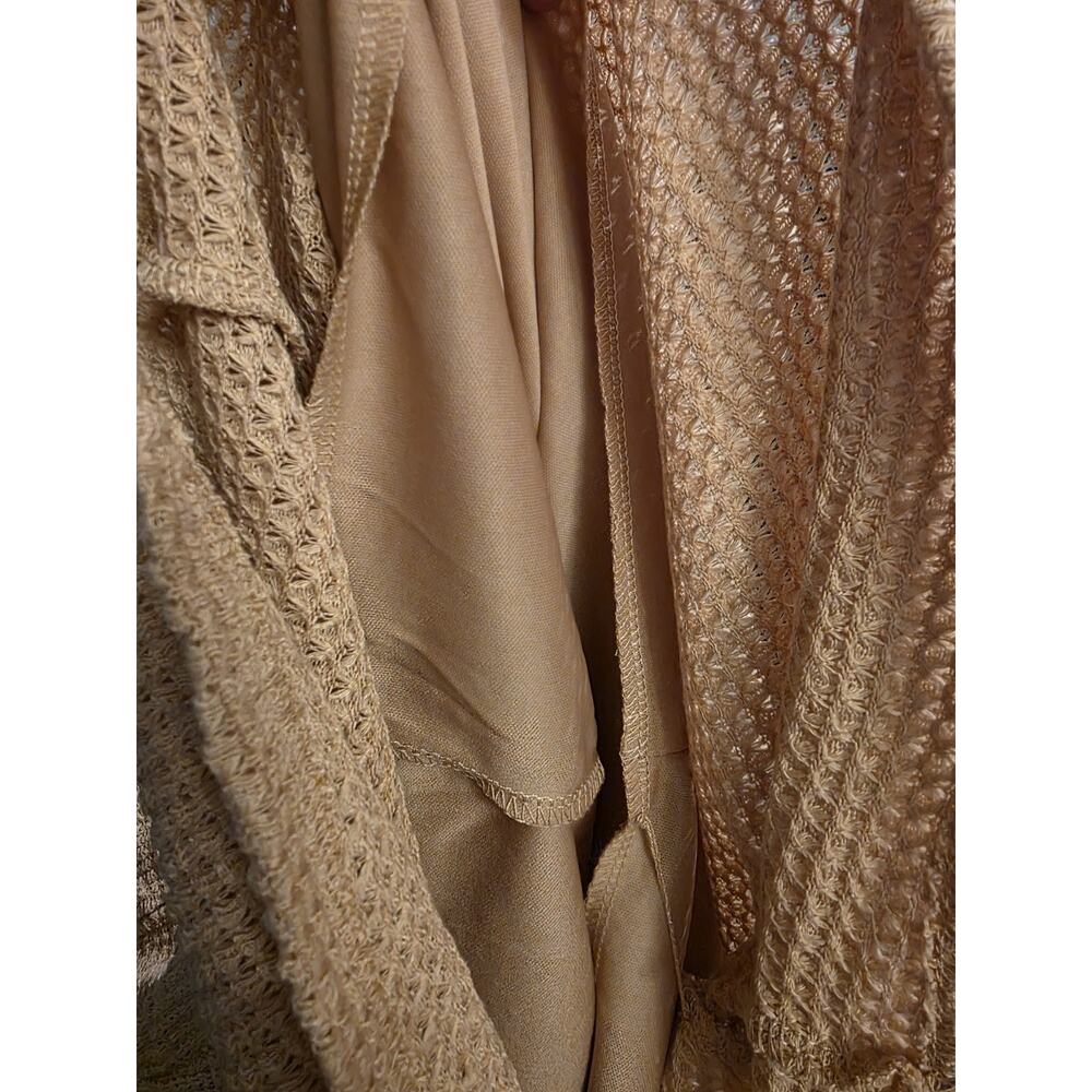 NWT L‎ Cupshe Tan Waffle-Knit Dress w/Shoulder Tie, Cap Sleeve & Skirt-Lining - Picture 6 of 11
